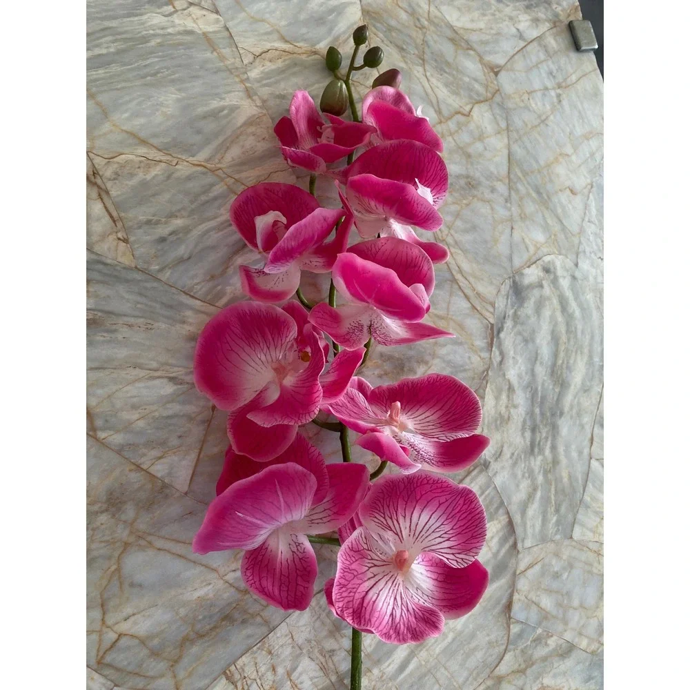 Fuchsia Pink Artificial Orchid Stem Realistic Silk Phalaenopsis Floral Decor